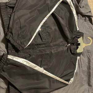 Black Windbreaker Jacket with White Stripes
